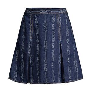 **SOLD** Tory Burch Gemini Jacquard Denim Mini A-Line Skirt, 0 XS, Retail $248